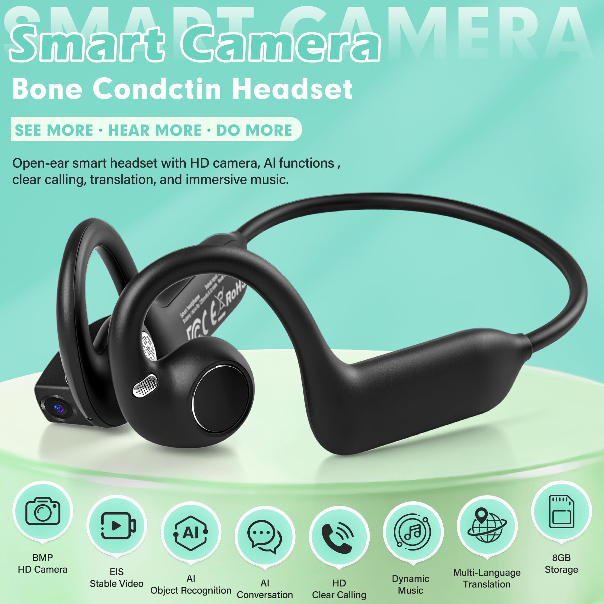 Bone Conduction Running Headphones - Наушники с костной проводимостью E12, открытые
