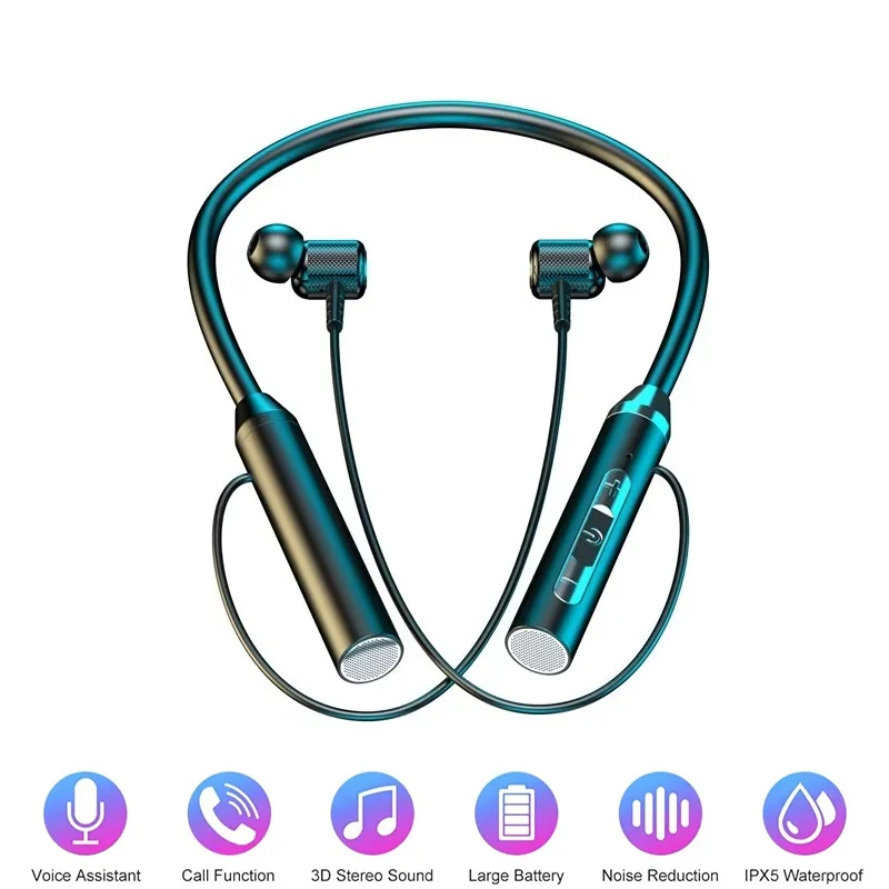Magnetic Neckband Sports Earphones - Беспроводные Bluetooth-наушники 9D с магнитным креплением,