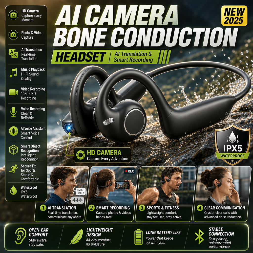 Bone Conduction Running Headphones - Беспроводные спортивные наушники E12 с костной
