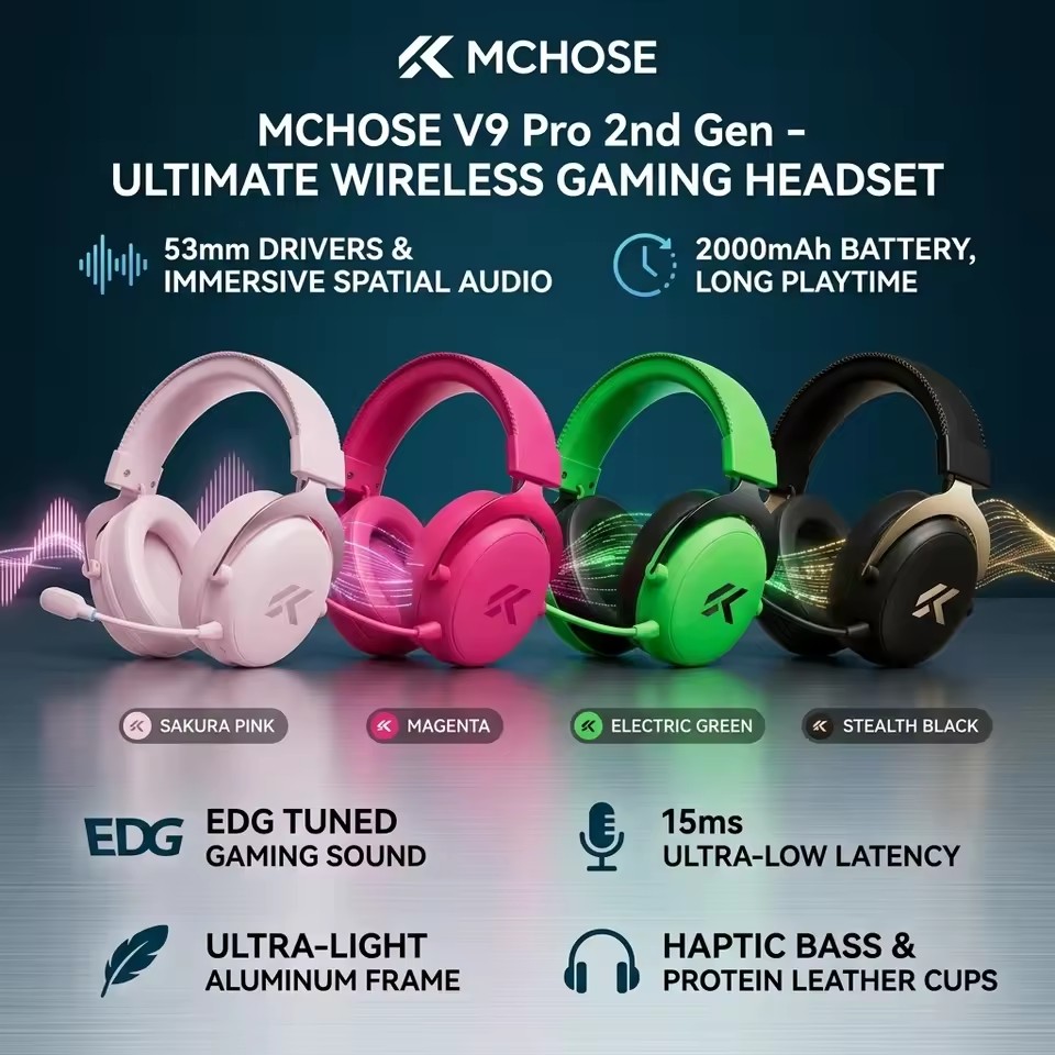 Anc Wireless Over Ear Headphones - Беспроводная игровая гарнитура MCHOSE V9 Pro